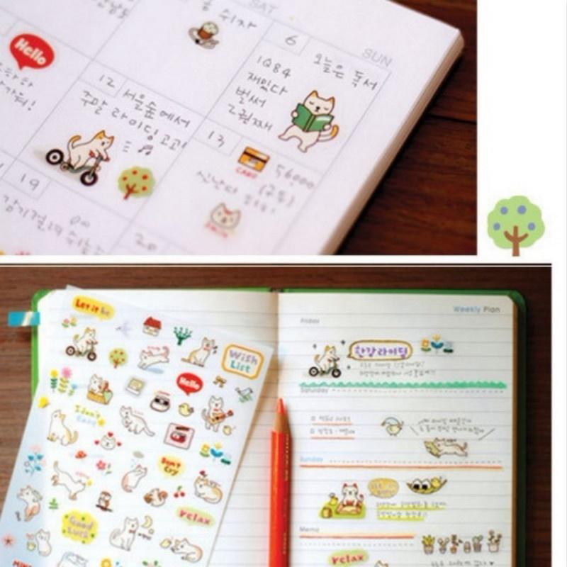 

Костюм из 6 листов, креативные канцелярские принадлежности, наклейки для украшения дневника милого кота, наклейки с мультяшными животными