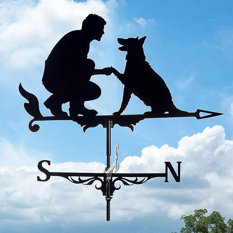 Weathervane Metal Iron Wind Vane Retro Weather Vane Garden Patio Yard Decoration Wind Direction Indicator,Fish