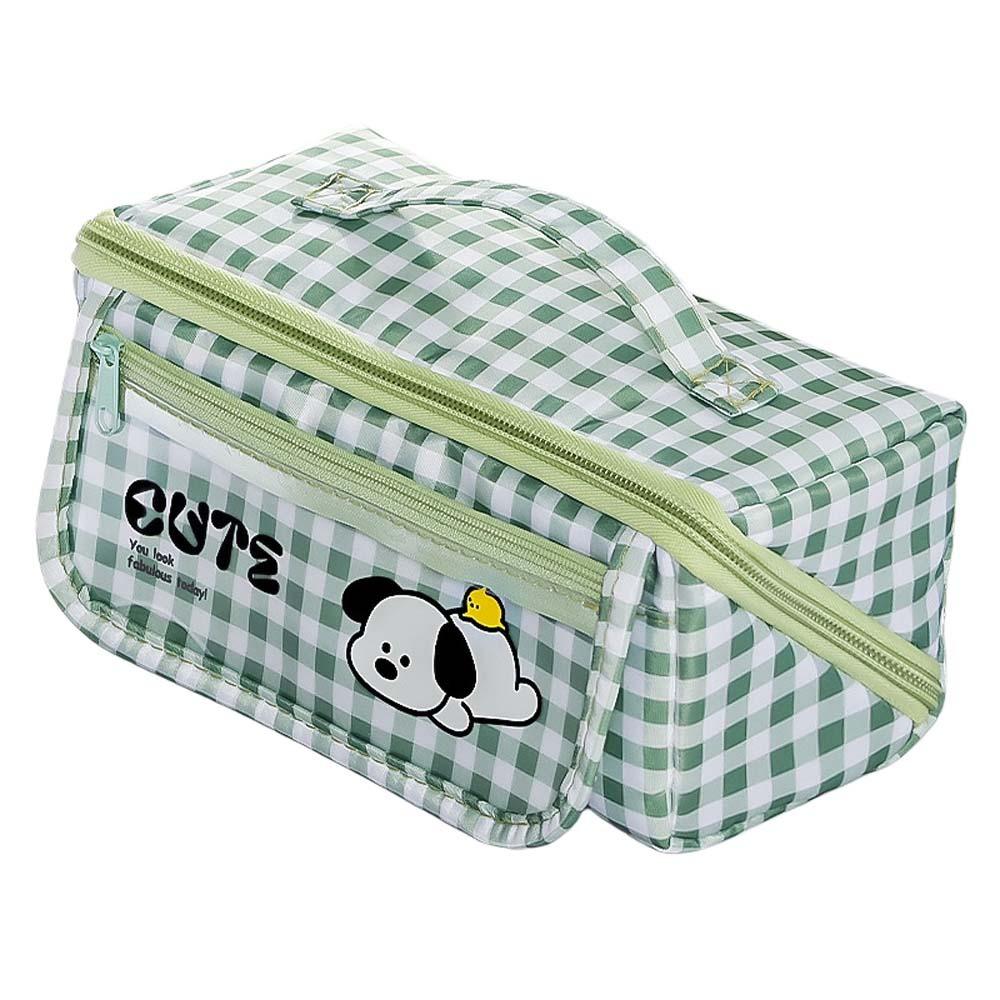 Puppy Grid Stationery Bag Korean Style Dopamine Pencil Pouch Kawaii Prism Pencil Case Unisex