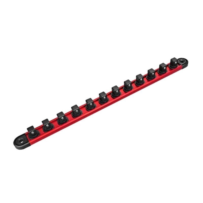Magnetic Socket Holder Rails With Adjustable Clip For 1/4 3/8 1/2 Inch Sockets Organizer Tool Wall Storage Easy Access