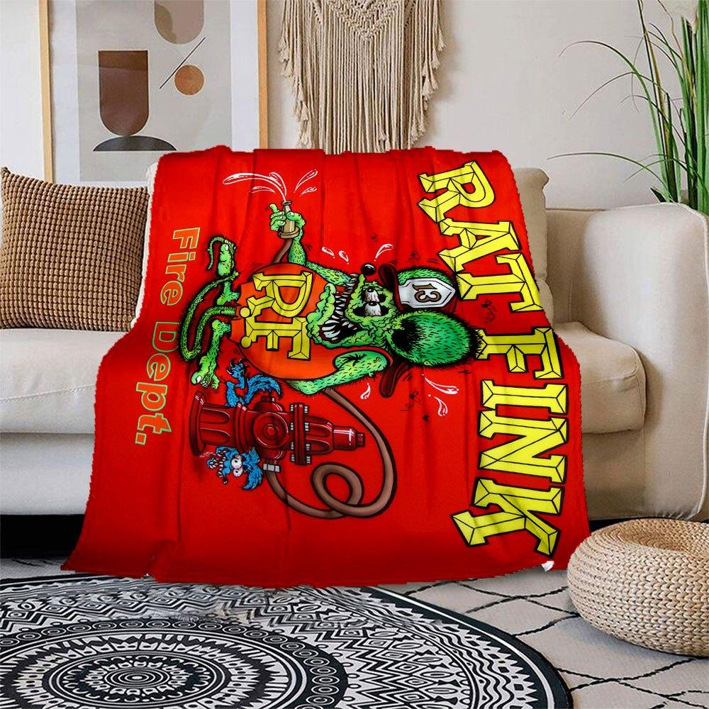 

Rat Finity Fire Dept. T-ShirtBlanket Flannel Throw Blanket for Sofa, Bed, Travel, Camping, Office, Couch, Chair, And Bed Gift for Christmas 150x180cm
