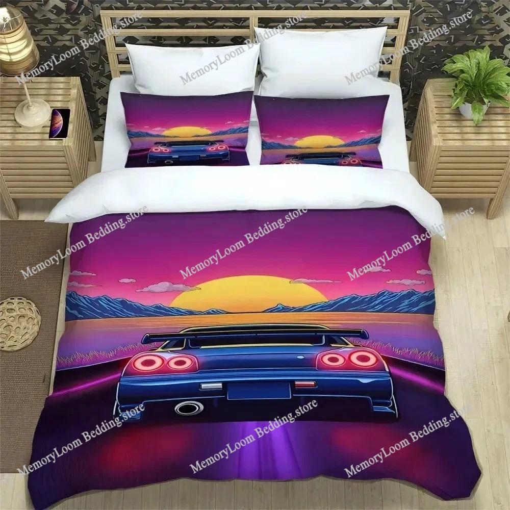 G-GTR Racing R-Retro Bedding Set Printed Duvet Cover Comfortable Breathable Luxury Cotton Quilt Pillowcase Single KingQueen Size