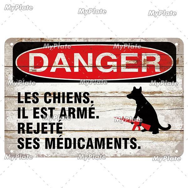 Attention Danger Words Metal Sign Vintage Plaque France Tin Sign Plate Wall Decor For Bar Club Man Cave Art Poster Custom