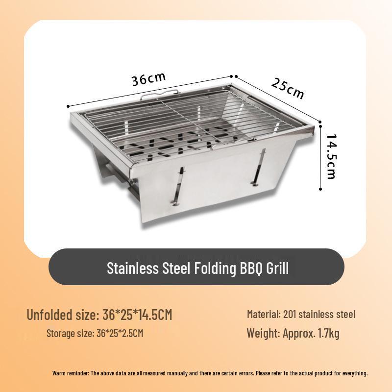 IGT Stainless Steel Folding BBQ Grill - Portable Outdoor Barbecue Oven