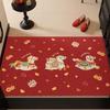 Year Of The Horse Entry Door Floor Mat Can Be Cut Silk Circle Red Festive And Dirt-Resistant Door Floor Mat Entry Door Mat
