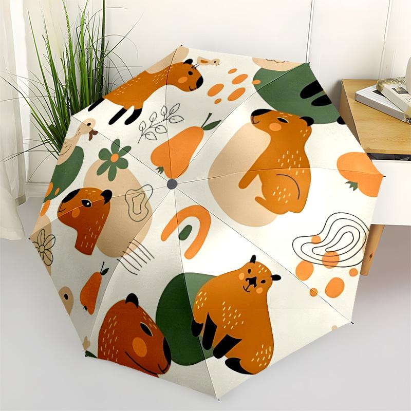 

1pc Capybara Pattern Automatic Folding Umbrella, 8-Rib Iron Frame, Casual Outdoor Accessory for Birthday Festival Gifts yy251128114