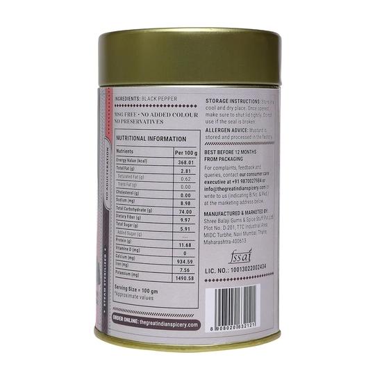 The Great Indian Spicery | Black Pepper (Kaali Mirch) | 100gm Tin – 100% Pure & Natural, Farm Fresh, Non-Adulterated