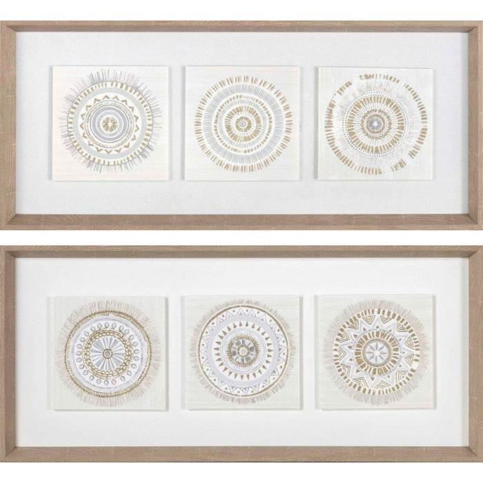 Tableau - Blanc - Scandinave - 63,5 x 4 x 28,6 cm - Décoration murale - 2 cercles