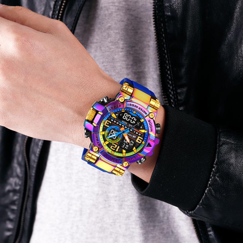 STRYVE Men's Watches 8025 Fashion Watch for Man 5ATM Waterproof Men's Clock High Quality Digital-Analog Movement Silicone Strap