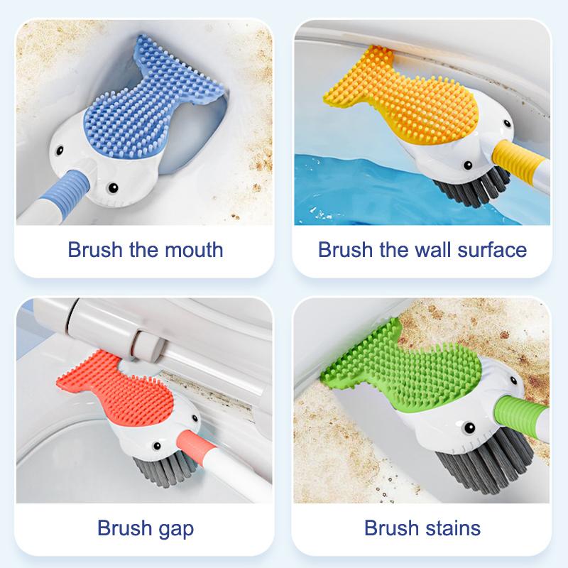 Silicone Toilet Brush Set Hanging Hole Non-Slip Toilet Scrubber Wall-Mounted Durable Toilet Cleaner With Holder Bathroom