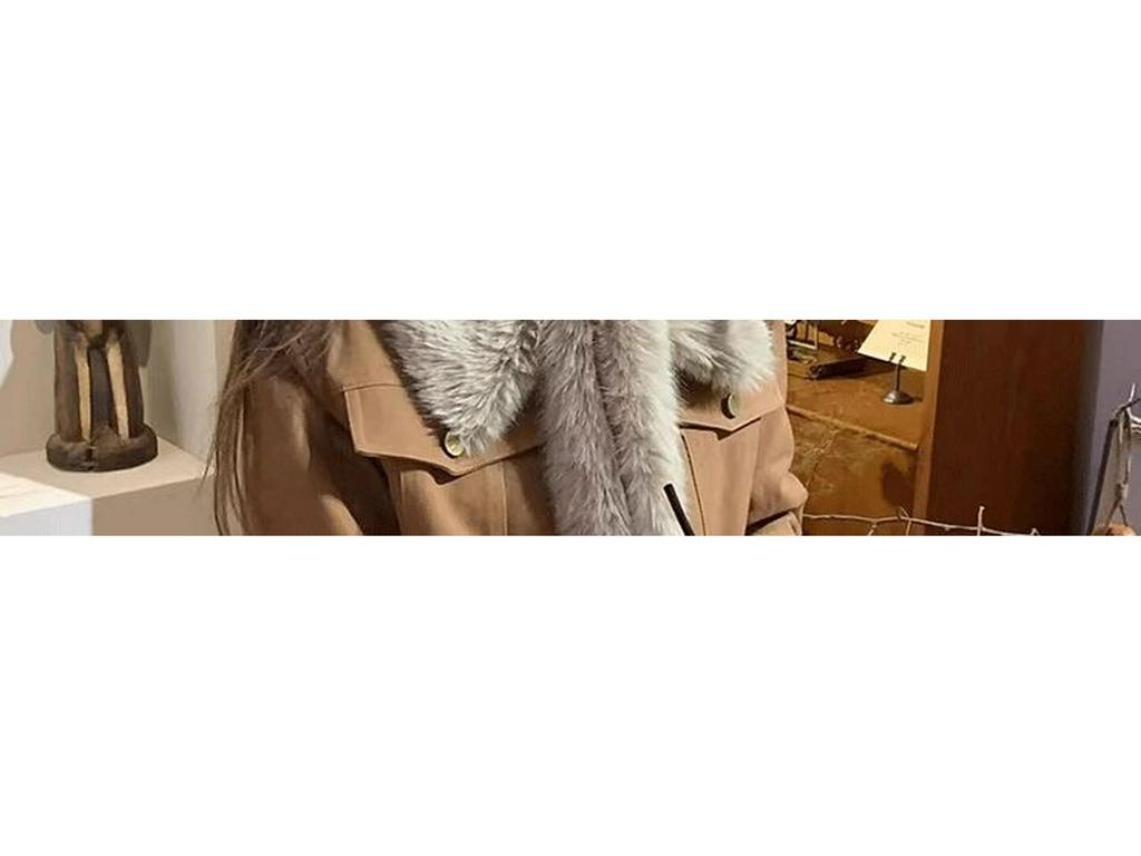 Maillard Women's Retro Brown Fur Coat, Winter 2025 Short Denim Cotton-Padded Jacket