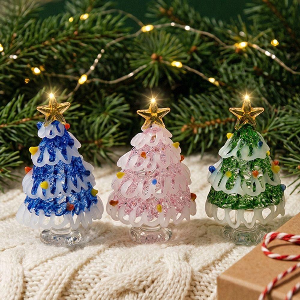 Miniature Christmas Tree Miniature Glass Handcrafted Glass Sculpture Desktop Decoration