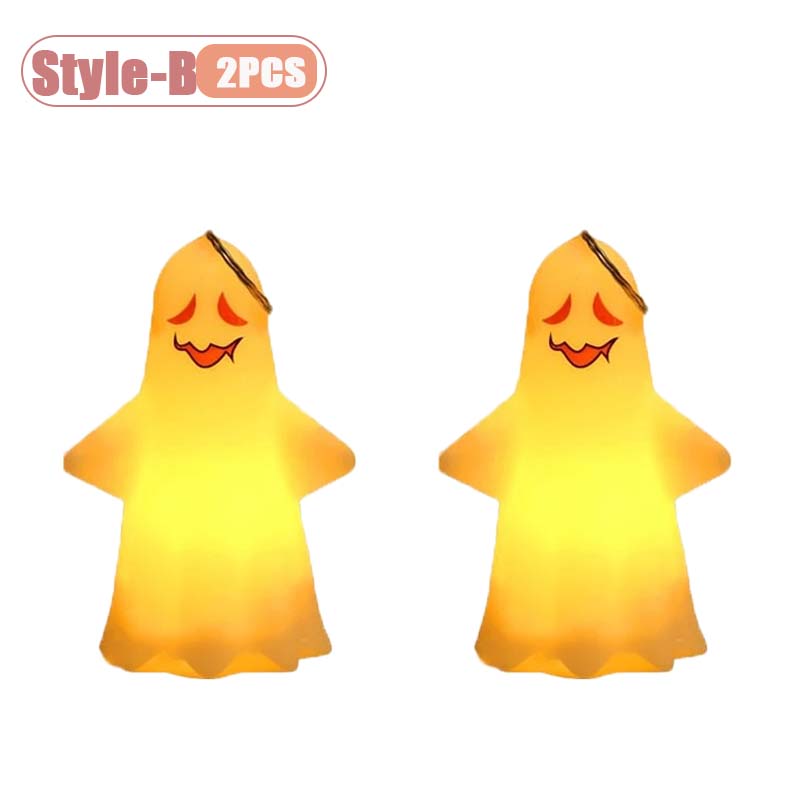 Portable Pumpkin Lantern with Ghost Hanging Ornament Hallowmas Decoration for Party Haunted House Indoor Outdoor Scene Prop