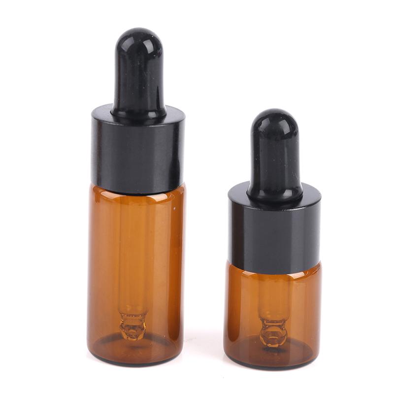 5Pcs/Lot Amber Glass Pipette Bottle Jars Cosmetic Perfume Essential Oil Bottles