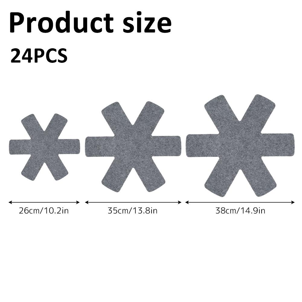 12/24 Stück Topf- und Pfannenschützer Vlies Topfunterteiler Pad 3 Größen Pfannen Trennpads zum Schutz Trennpads Kochgeschirr
