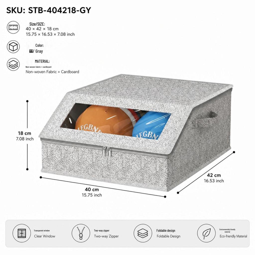 Large-Capacity Foldable Hat Storage Box with Lid & Zippered Dustproof Design
