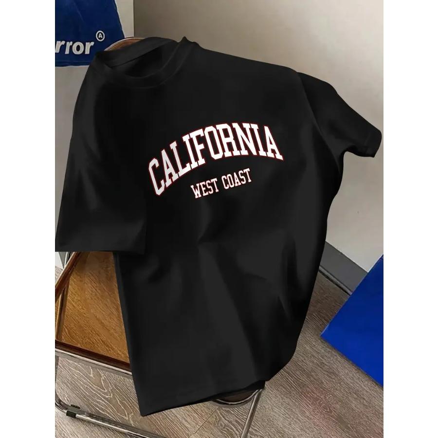 Men's Letter Printed Sports and Leisure Versatile Short Sleeve T-shirt