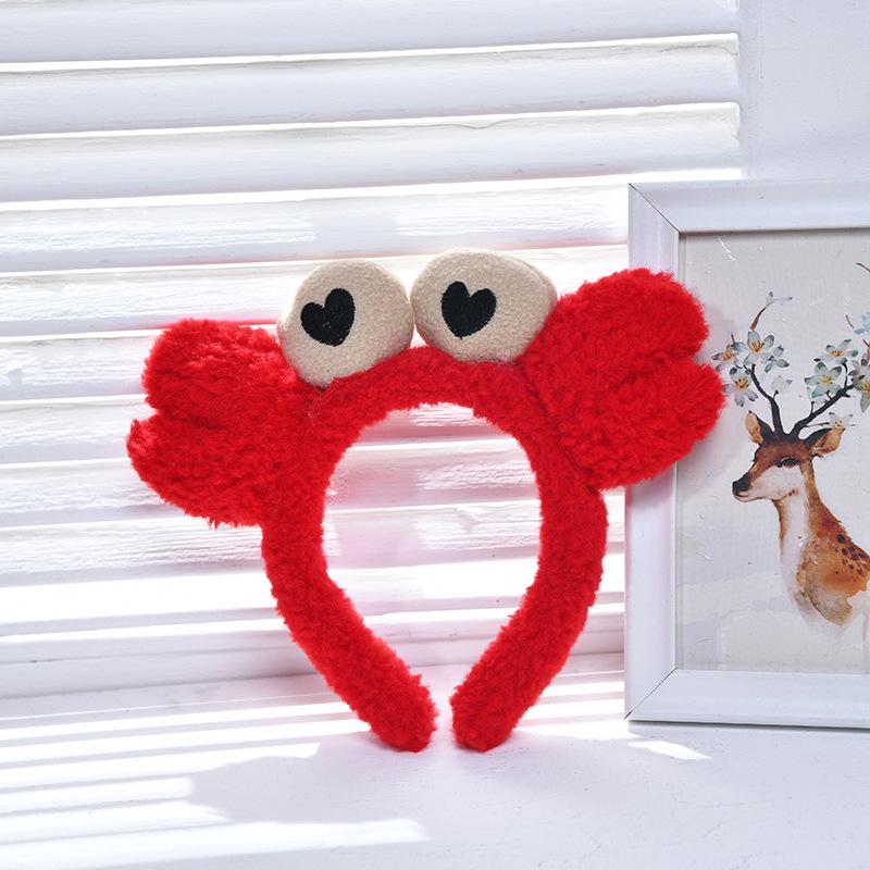 Cute Crab Big Eyes Pink Blue Yellow Red Green Orange Non-Slip Fluffy Hair Hoop Headbands Headwear For Women