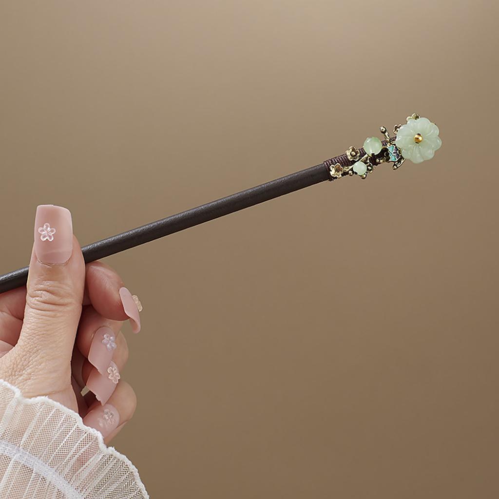 Elegant Chinese Style Hairpin Vintage Peach Blossom Tassel Wooden Hairpin Exquisite Jewelry Hairstyle Accessories For Women