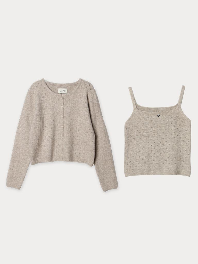 Maisonlehar Linen Knit Set (Cardigan + Sleeveless) 3 Colors