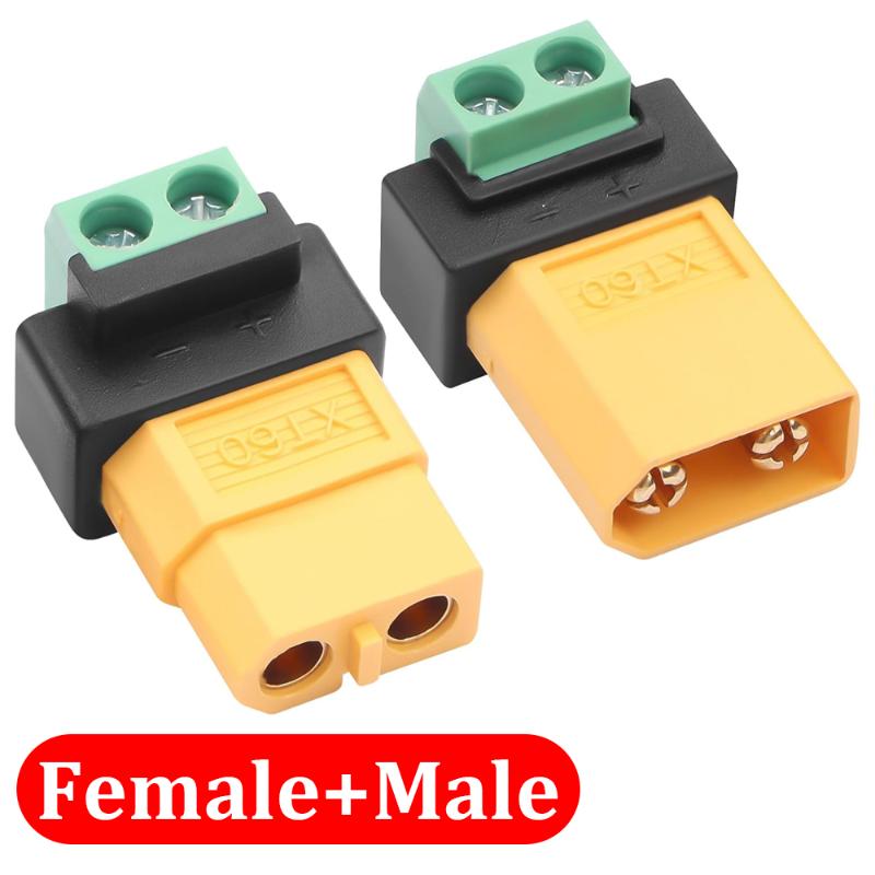Xt60 Male Female Connector Set 2P Solderless Terminal Adapter Plug For Rc Drone Model Balance Charging Battery Connection
