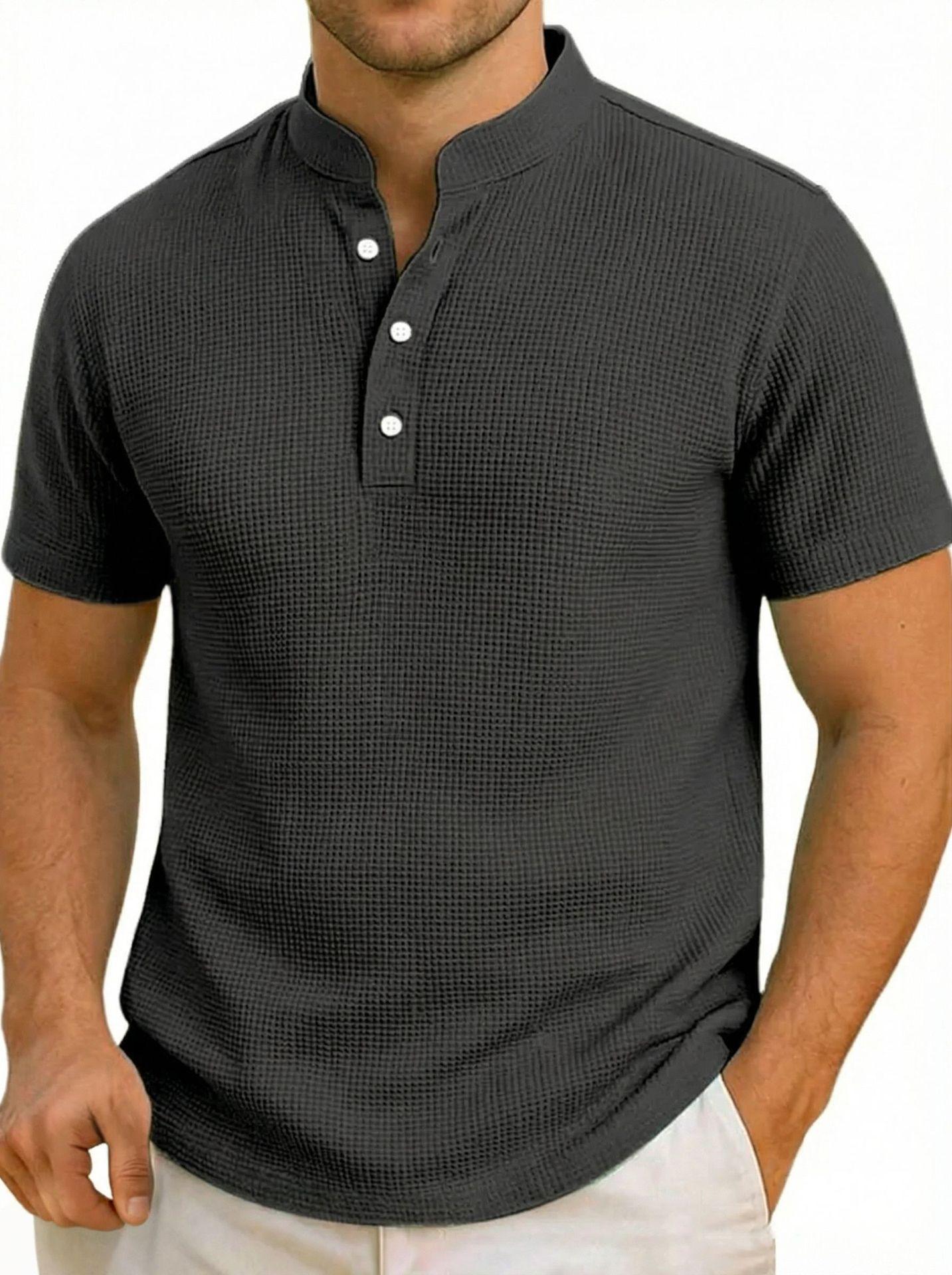 Men Casual Solid Short Sleeve Sports Polo Shirt S