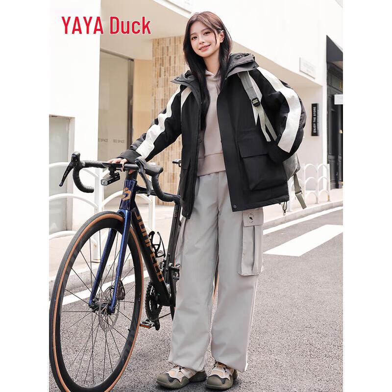YAYA Women's 2025 Outdoor Warm Thick Down Straight-Leg Cargo Pants