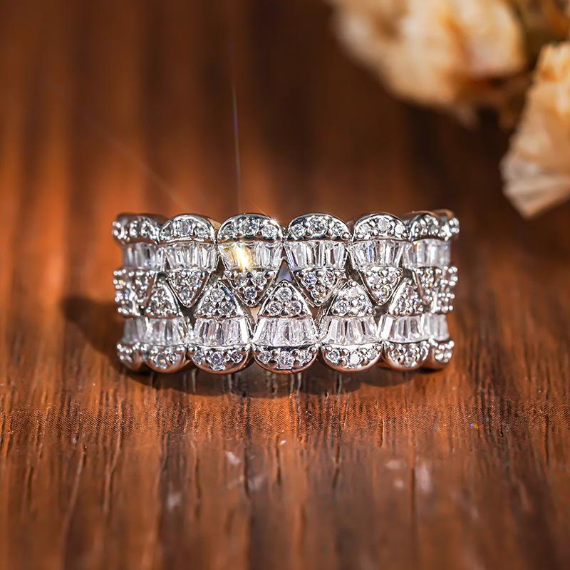 Metal Water Drop Arrangement Combination Ring, Light Luxury Exquisite Geometric Jewelry Ring