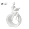 Light Luxury Room Desktop Accessory 3D Printed Reading Figurine, Abstract Reader Statue for Home Hollow Ring Base Decor Decor, Modern Minimalist