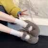 Women Fur Flats Shoes Bow Suede Casual New Loafers Fashion 2026 Fashion Trend Winter Short Plush Walking Shoes Woman Shoes