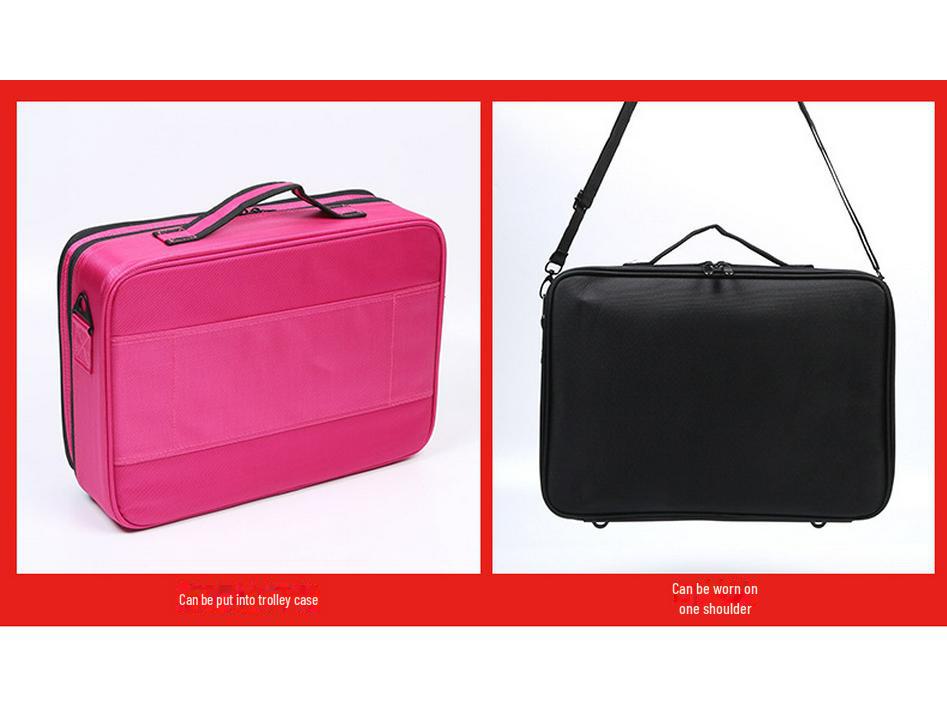 Three-Layer Waterproof Makeup Artist Travel Case: Portable Cosmetic Storage Bag
