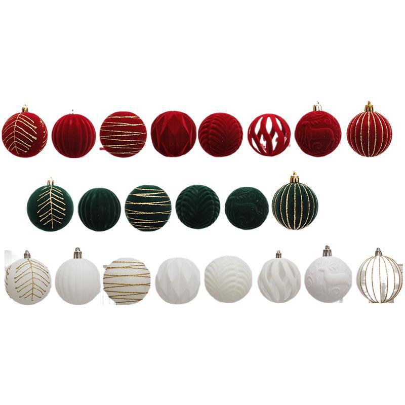 Roter Beflockter Bordeauxroter Samt Weihnachtsbaumkugel-Schmuck, 12er-Pack (6cm)