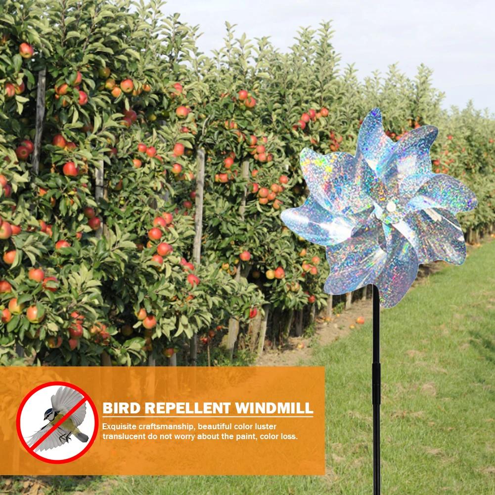 Große lasergesteuerte Vogelabwehr-Windmühlen – Dekorative, reflektierende Windräder für Garten und Rasen