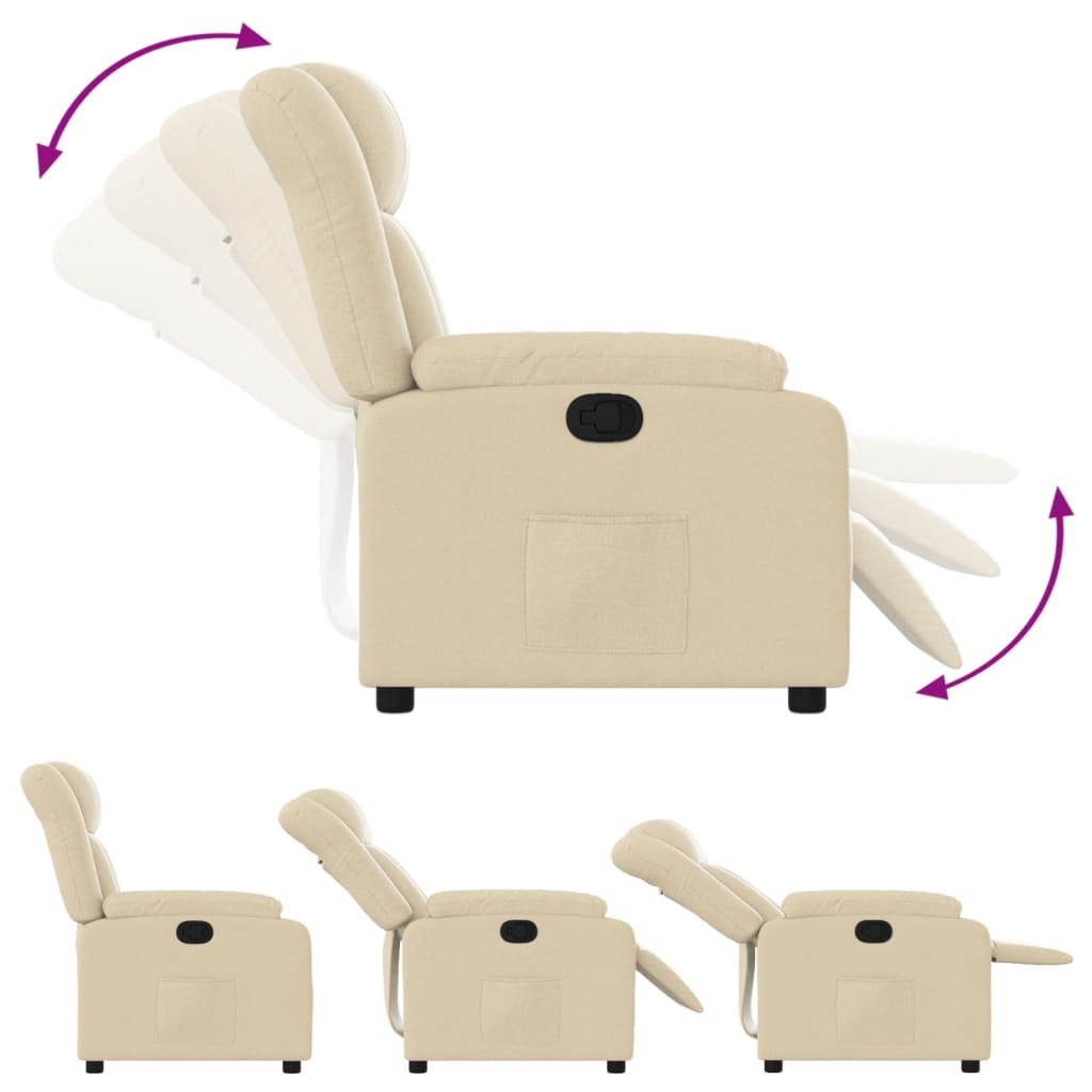 Vidaxl Foldable Armchair, Cream, Fabric Upholstered
