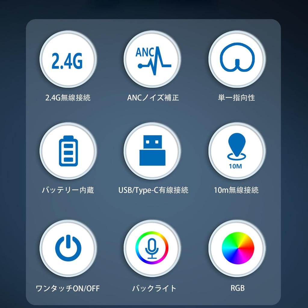 Wireless Condenser Gaming Microphone with RGB Lighting, Noise Cancellation, Unidirectional, Built-in 2.4G Type-C, Plug & Play, for PC Gameplay, Live