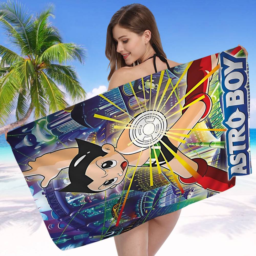 Retro A-Astro Boy Iron Microfiber Blanket Quick Drying Beach Towels Oversized Printing Super Absorbent Pool Towel Blanket