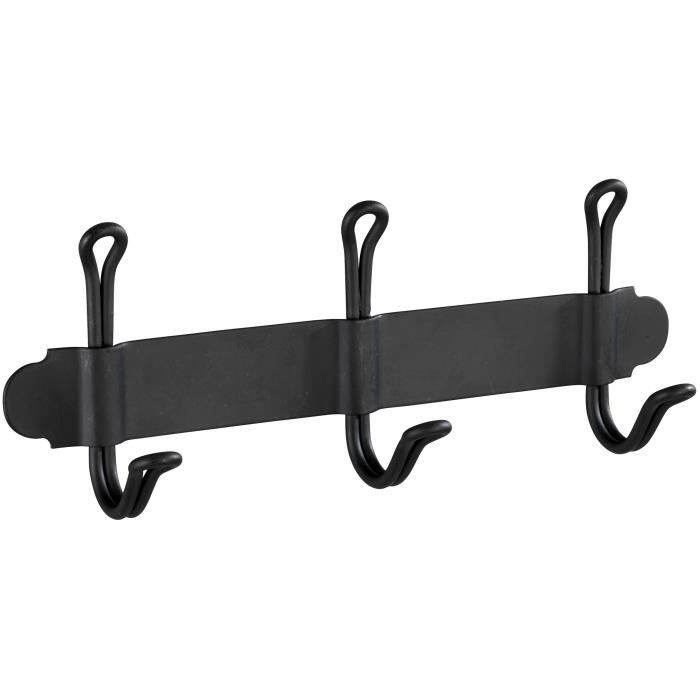 Crochet mural - Wenko - Trio Nostalgie - Acier inoxydable - Noir - 22 x 5 x 8,5 cm