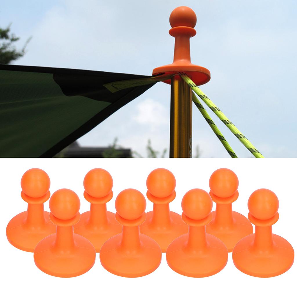 8pcs Tent Pole Rod Support Thunder Proof Cap for Outdoor Camping Hiking Tent Accessories (Orange)