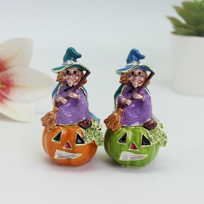 Enamel Halloween Gift Box Metal Craft Halloween Wizard Pumpkin Small Ornament Storage Box Creative Decoration