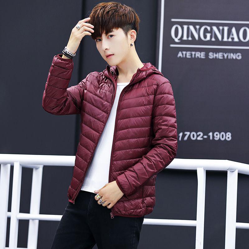 

Чоловіча легка пухова куртка - Тепла, вітрозахисна, великого розміру, коротке зимове пальто для підлітків 2XL, 62.5-70 kg