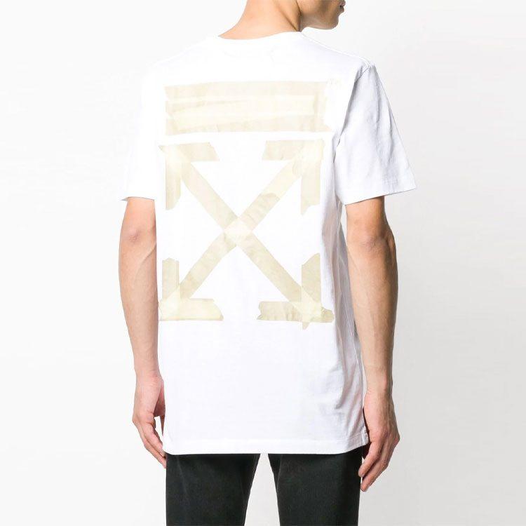 OFF WHITE T-shirt aderente con nastro frecce OMAA027R201850020148