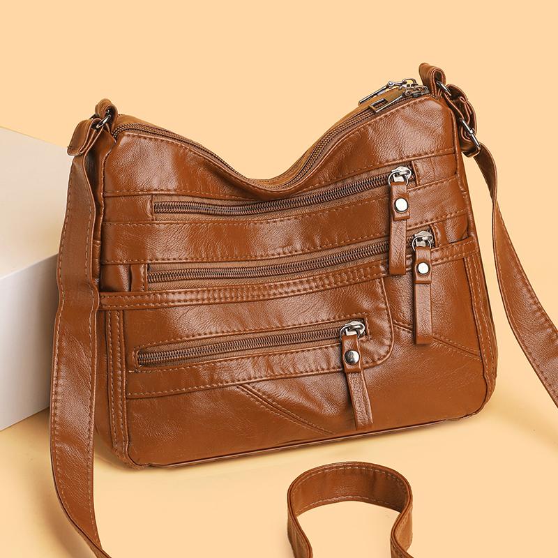 Mother Bag Middle-Aged Crossbody Bag Soft Leather Large Capacity Women's Shoulder Bag