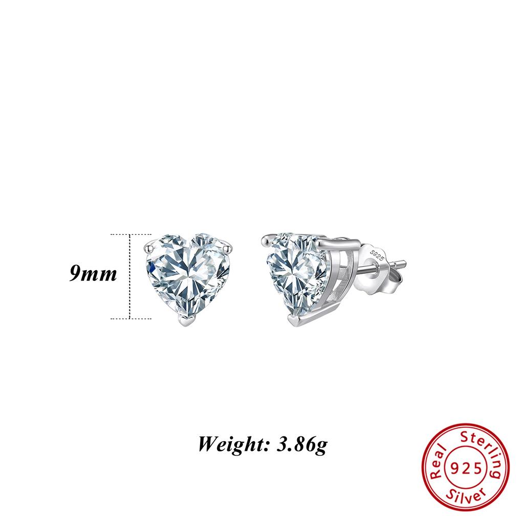 ORSA JEWELS Shiny and Romantic 925 Silver Stud Earrings with a Heart Zirconia, the Ultimate Jewelry for Valentine's Day LZE55