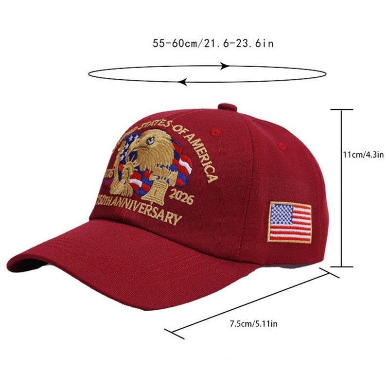 Usa 250Th Anniversary Eagle Print Hat Unisex Adjustable Washed Cotton Peak Hat Trucker Hats Outdoor Visor Baseball Cap