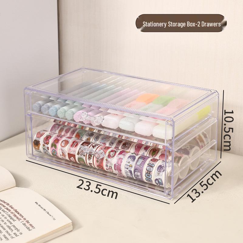 

Прозрачный многослойный настольный ящик для хранения канцелярских товаров, кистей и ручек