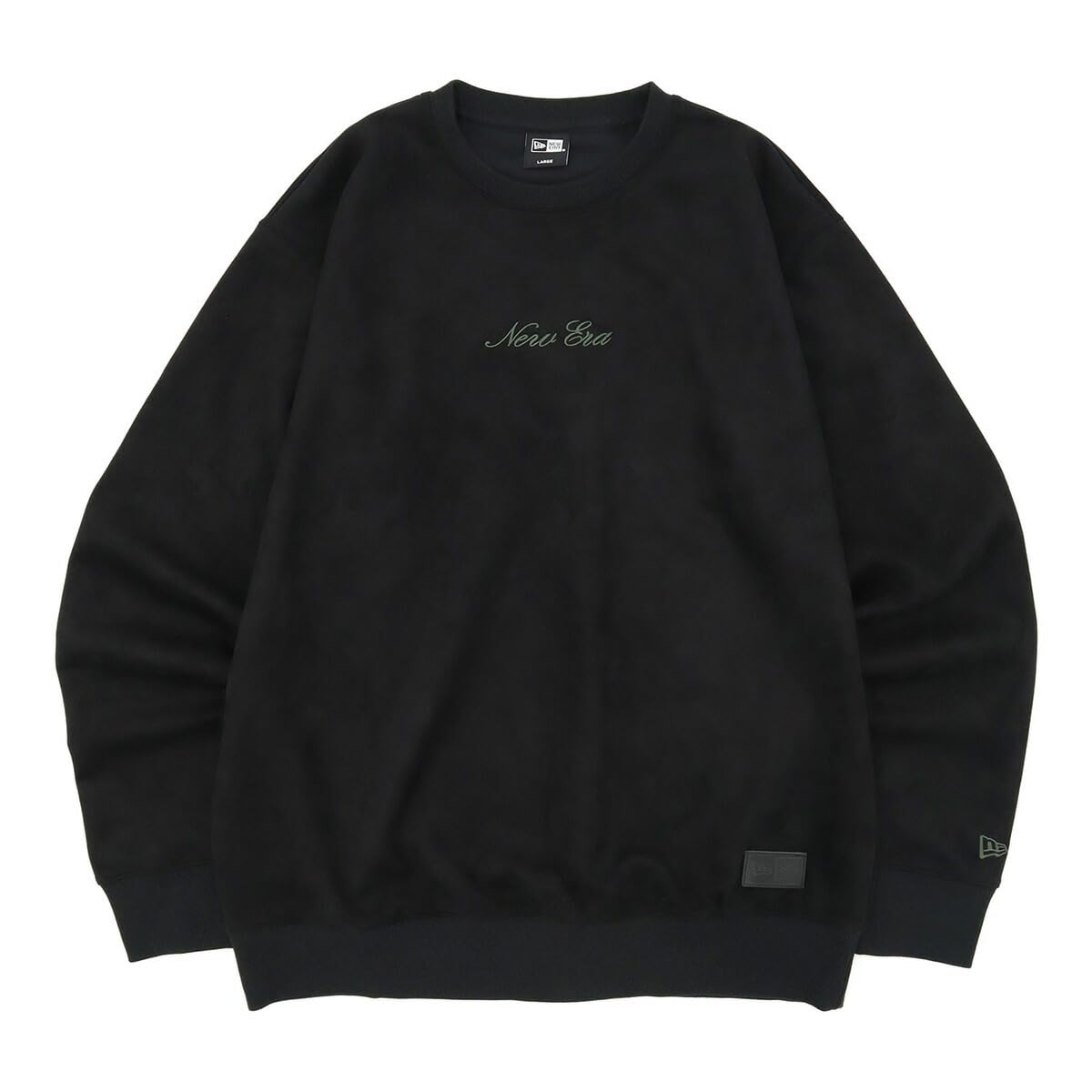 

New Era Suede Crew Neck Long Sleeve Sweatshirt in Black and Dark Size Script Box and Leather Exclusive to and Stylish Available in Small and Large A