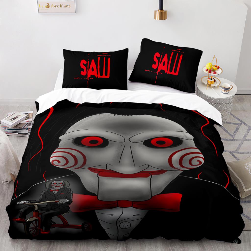 Chainsaw Fright Bedding Set Single Twin Full Queen King Size Halloween Bed Set Aldult Kid Bedroom Duvet cover Sets 3D Print 011