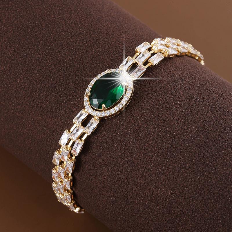 High-End Exquisite Zirconia Egg-Shaped Luxury Bracelet - Versatile Pure Copper Women's Fashion Accessory