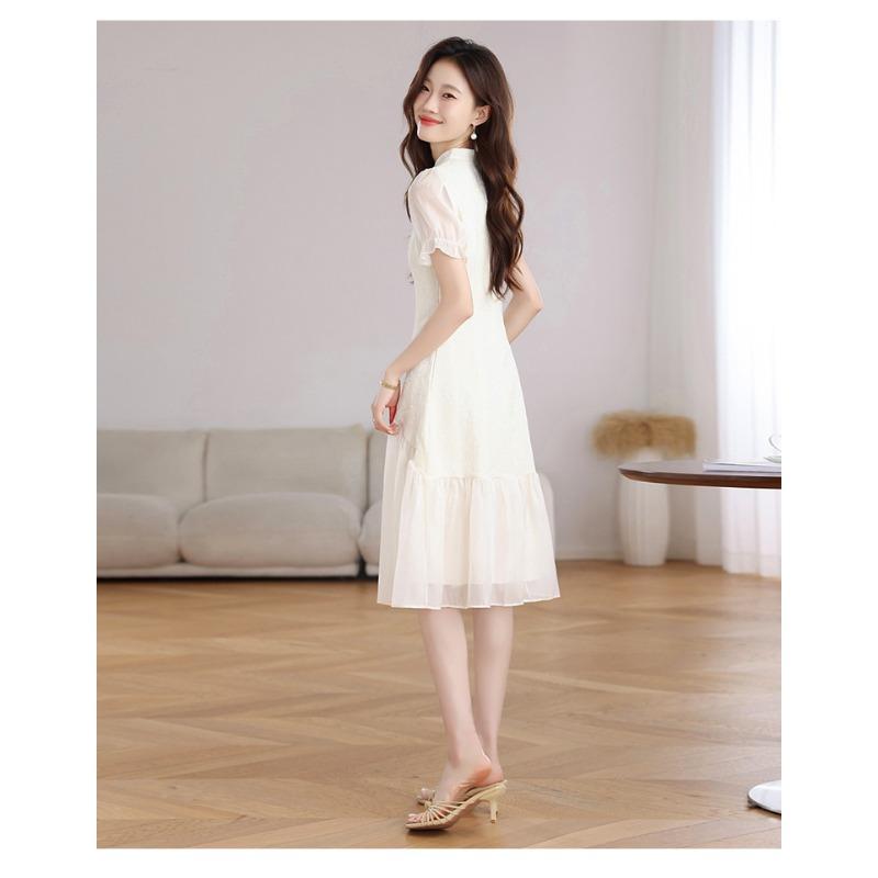 Elegant Summer Cheongsam Dress Chinese Style Vintage Slim Fit Women Fashion