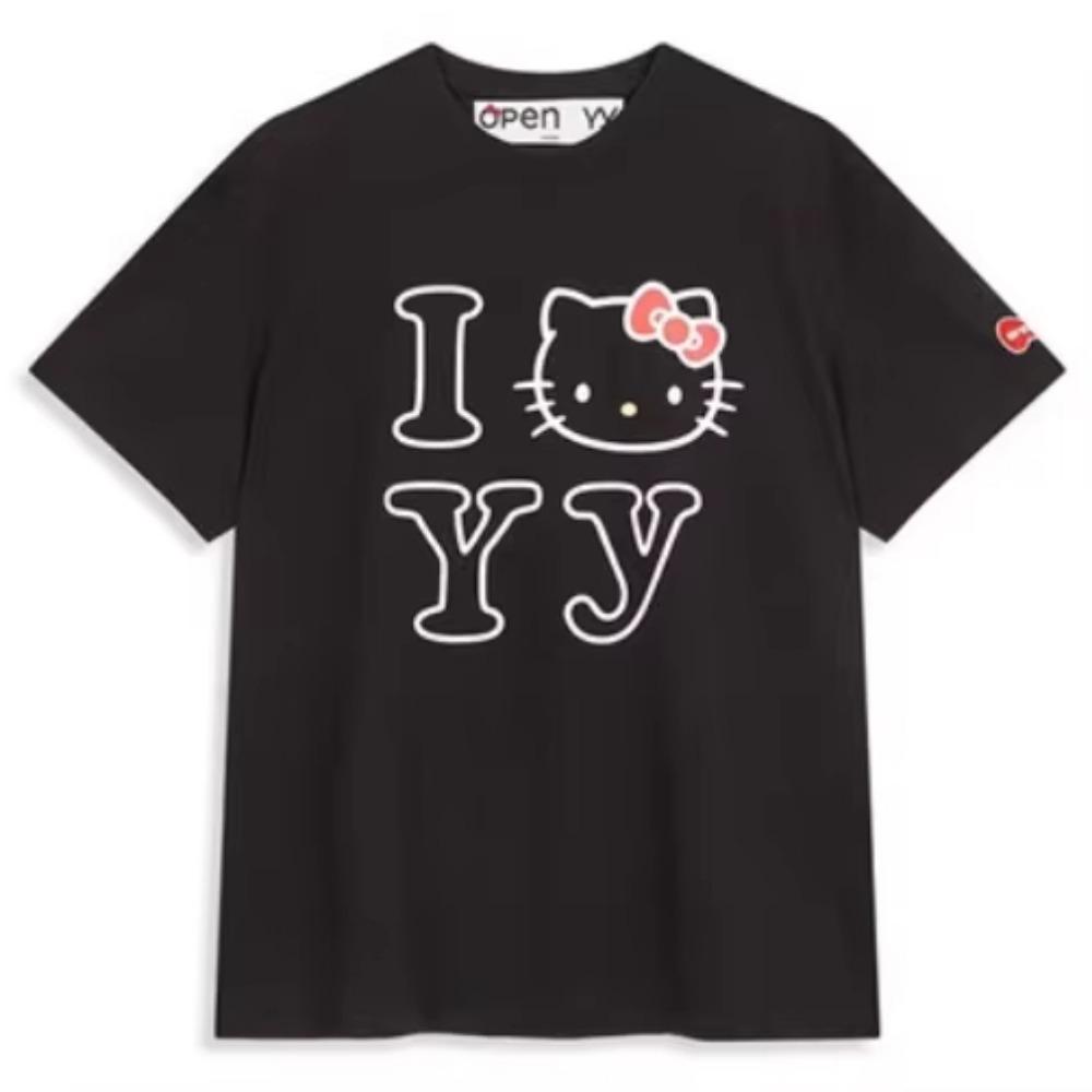 Oversized Hello Kitty T-shirt for summer, featuring graffiti patchwork print, retro casual Y2K style. XXS